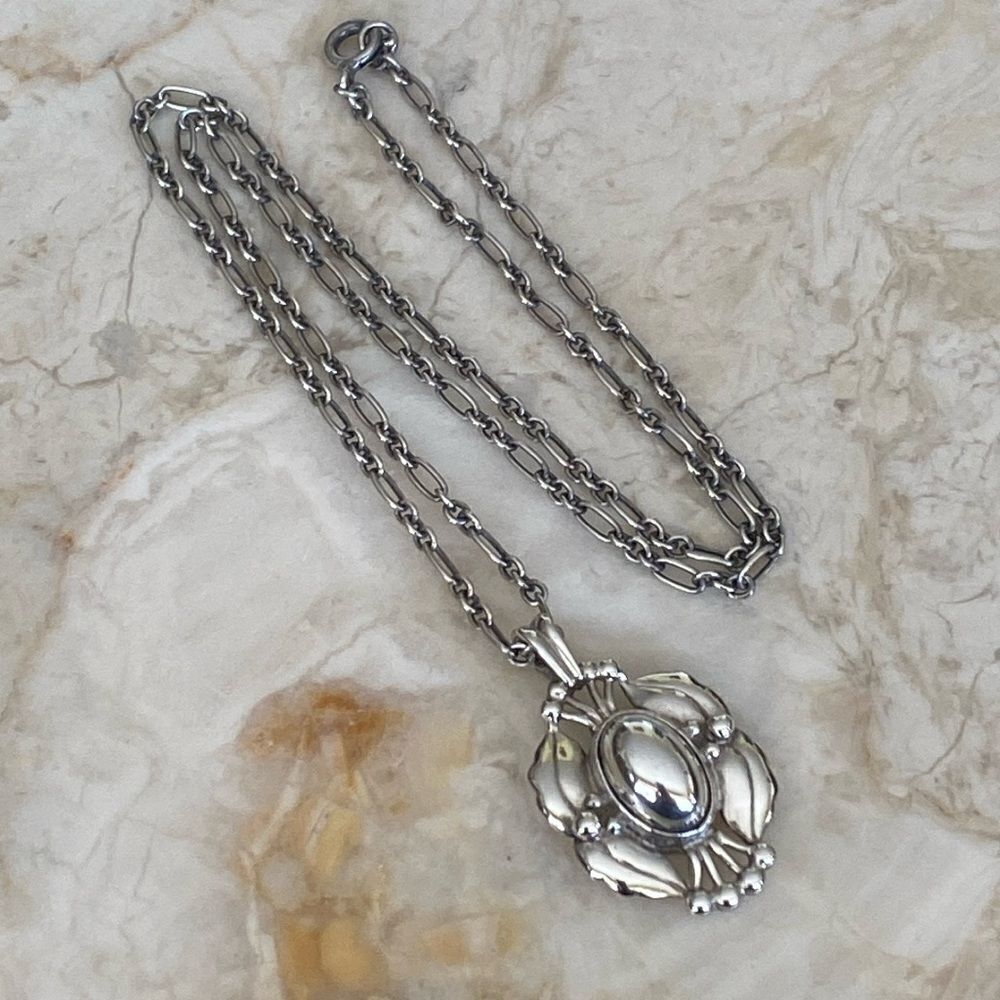 Georg Jensen 925 Sterling Pendant of the Year Y2K 2000 Flower Necklace Rare